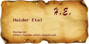 Haider Etel névjegykártya